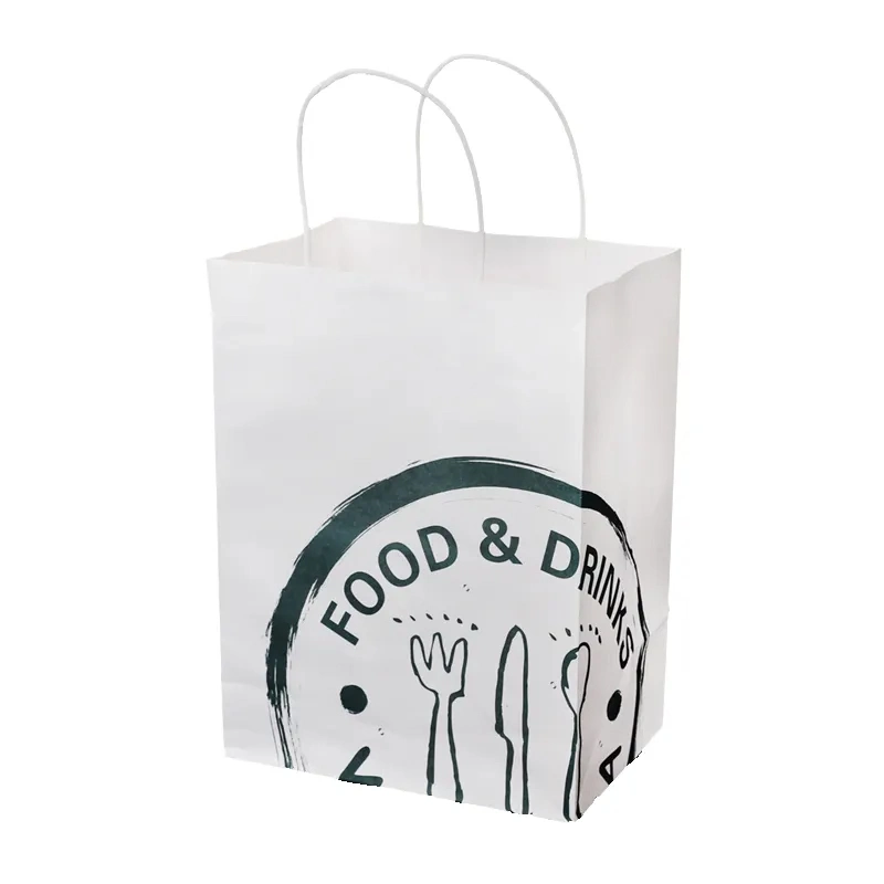 Cheap Recycled Kraft Paper Bag for Takeout Fast Food Drink Carrier Bag