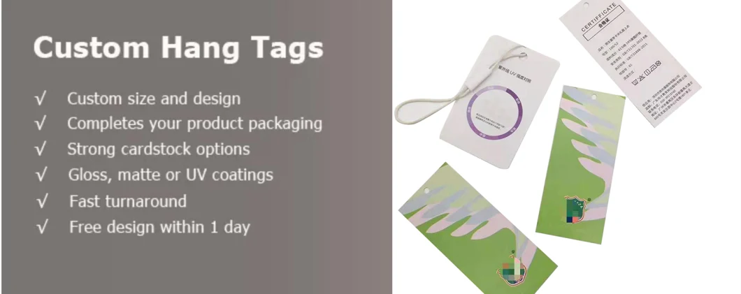 Design Custom Printing Name Logo Paper Garment Hang Tag Labels Clothing Tags